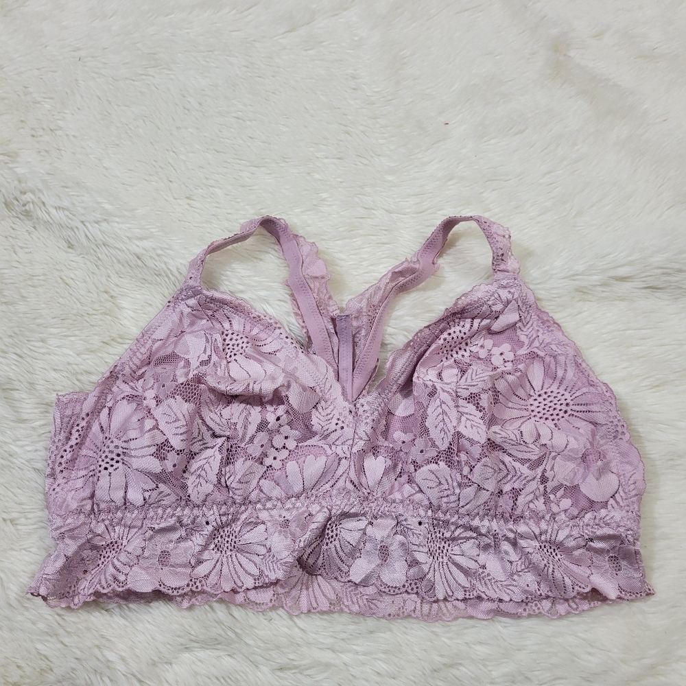 Aerie Lavender purple lace strappy padded bralette XXL